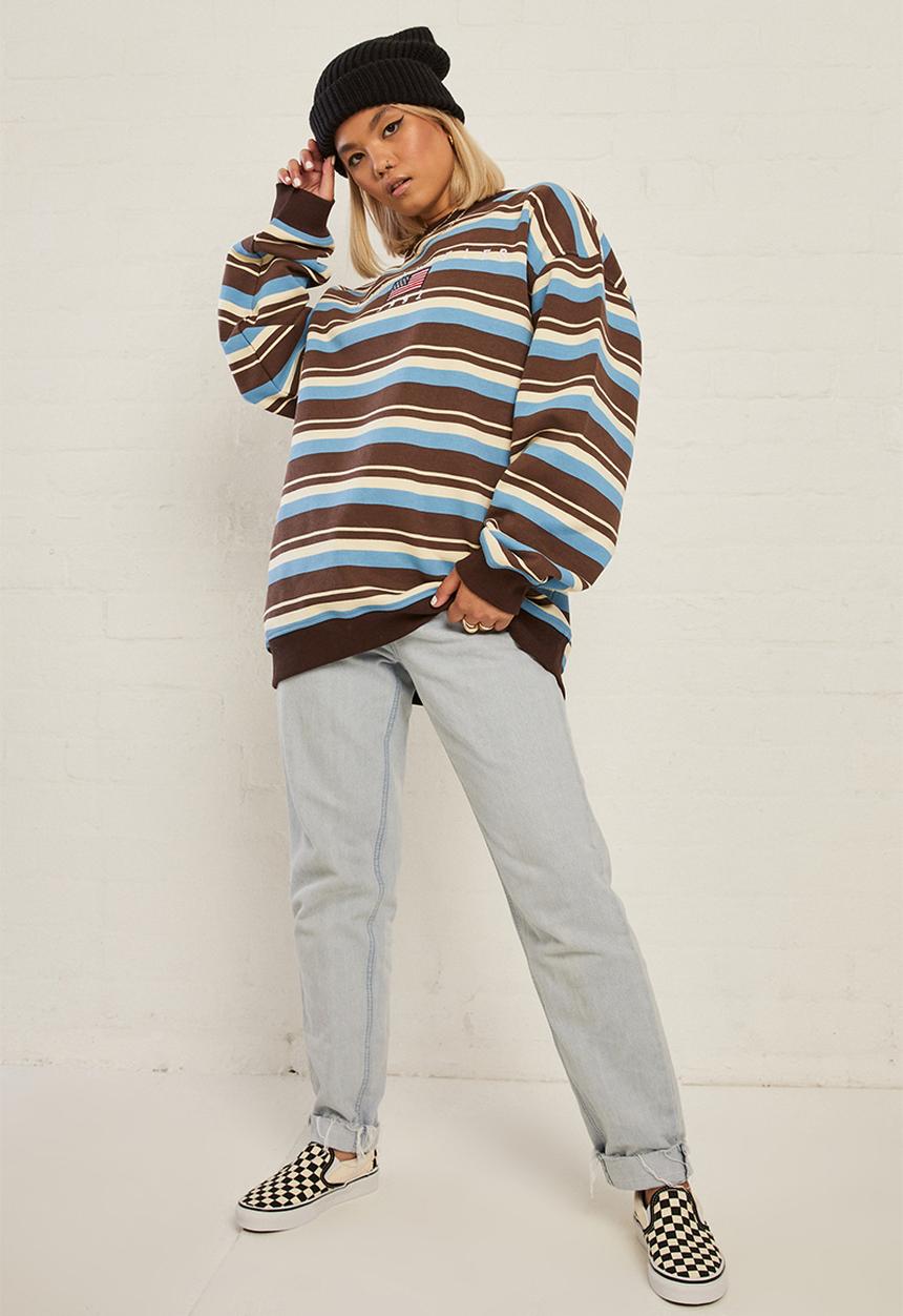 Daisy Street - La sweat - brown blue stripe