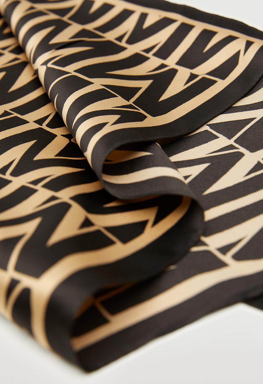 MANGO - Printed scarf with logo - black