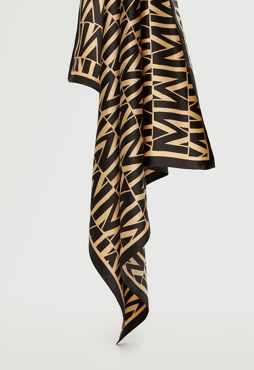 MANGO - Printed scarf with logo - black