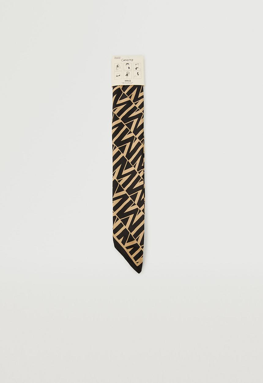 MANGO - Printed scarf with logo - black