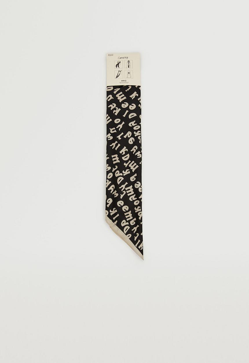 MANGO - Letters print handkerchief - black & neutral 