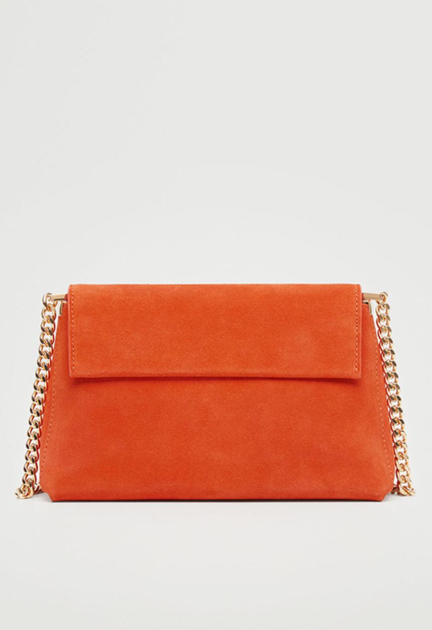 MANGO - Leather shoulder bag - orange