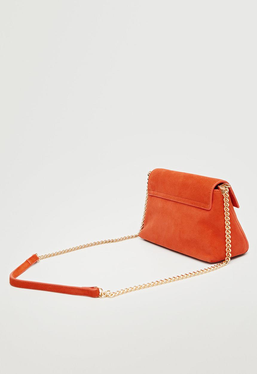 MANGO - Leather shoulder bag - orange