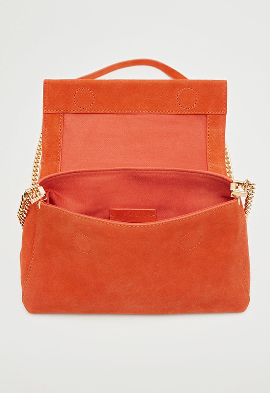 MANGO - Leather shoulder bag - orange