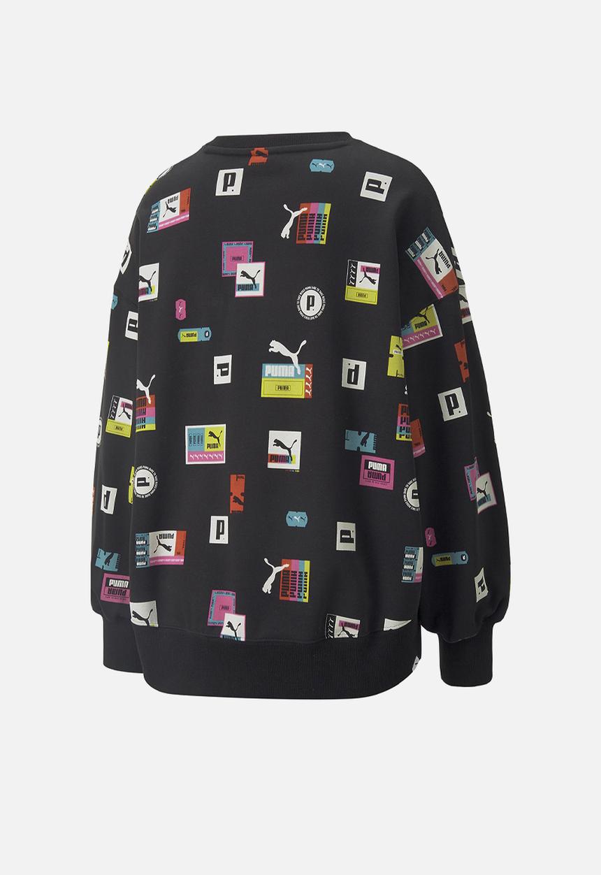 PUMA - Love oversized aop crew - black