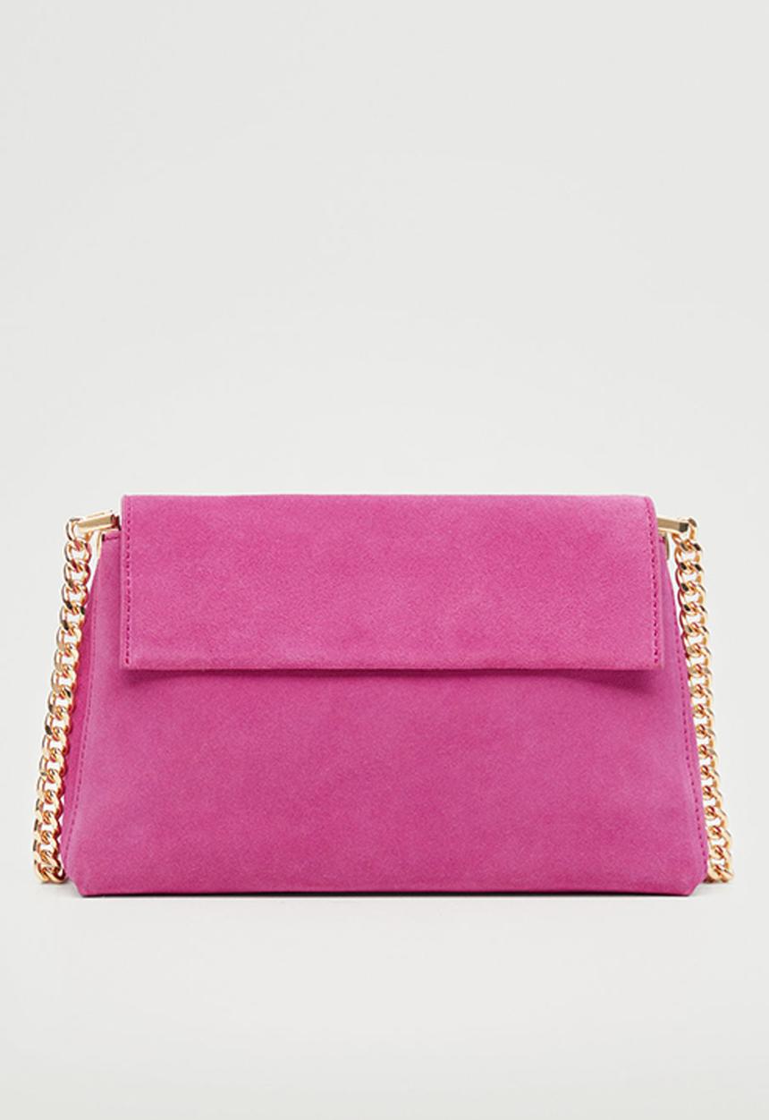 MANGO - Leather shoulder bag - fuchsia
