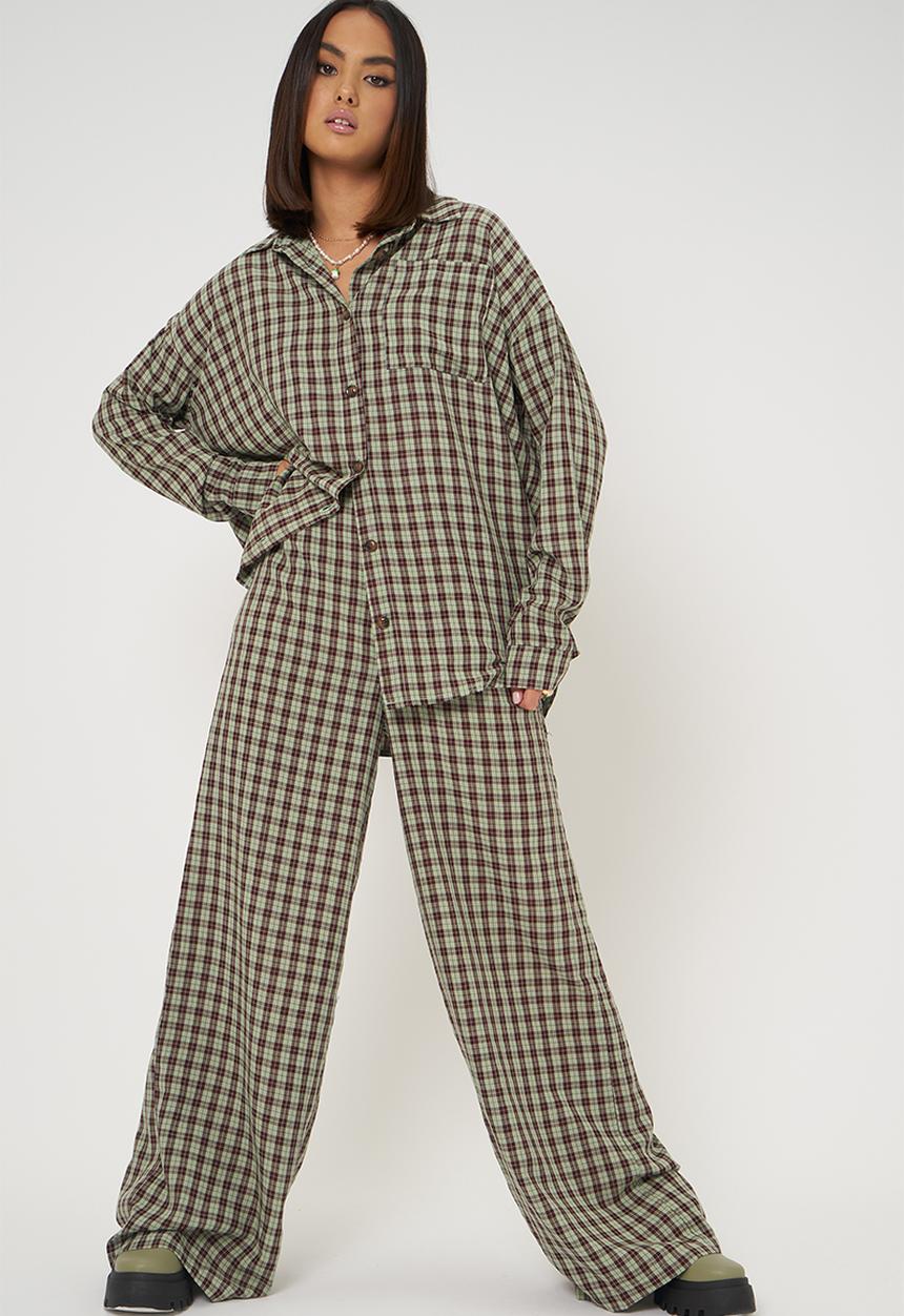 Daisy Street - Laura trouser - sage brown check