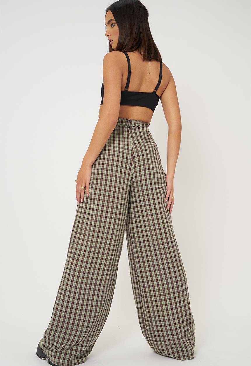 Daisy Street - Laura trouser - sage brown check