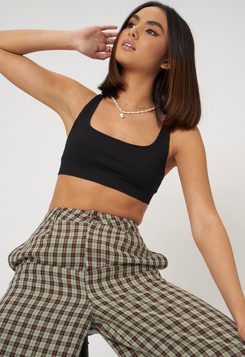 Daisy Street - Laura trouser - sage brown check