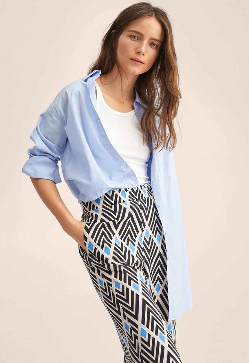 MANGO - Trousers rombo - black