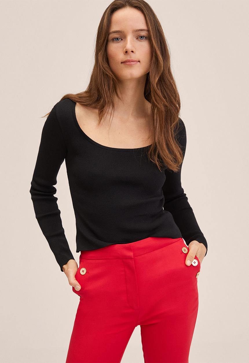 MANGO - Trousers botones - red