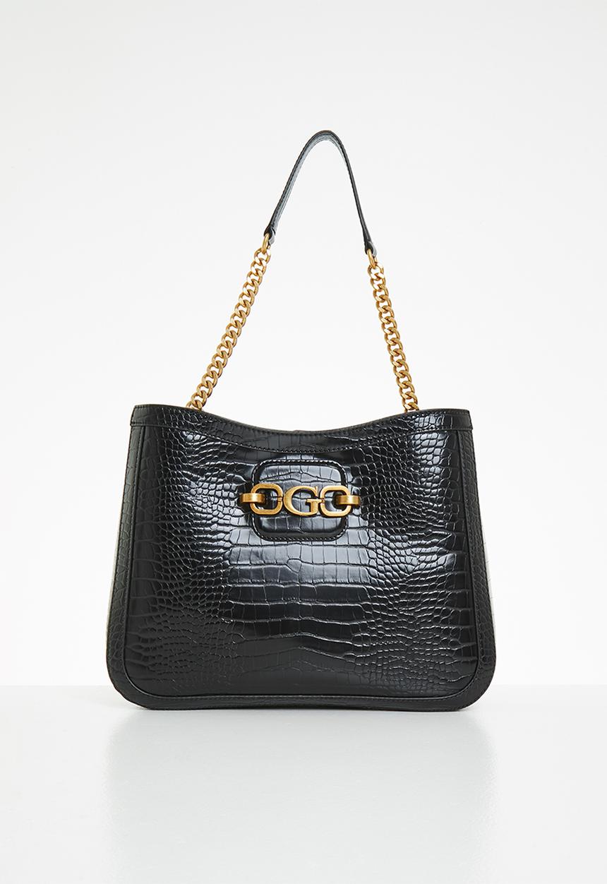 GUESS - Hensely croc girlfriend tote - black