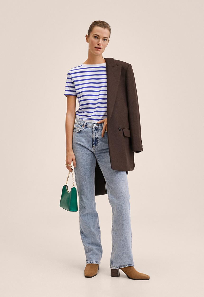 MANGO - T-shirt chalaca - blue & white