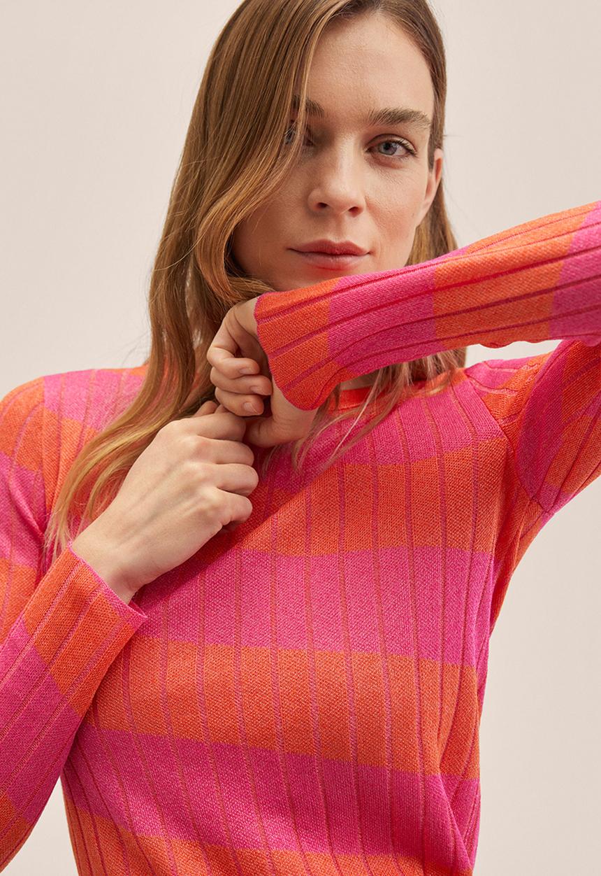 MANGO - Sweater oblicuo - orange & pink