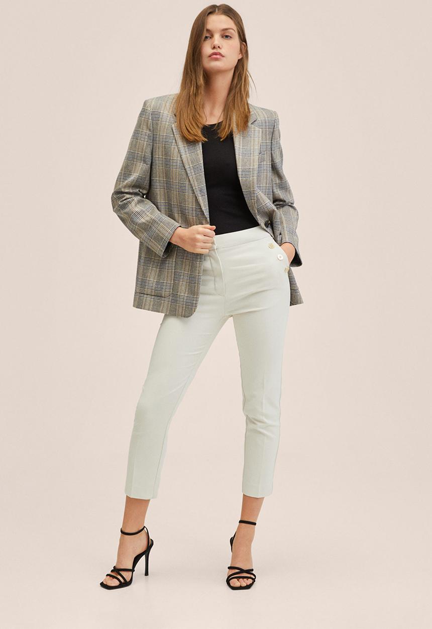 MANGO - Trousers botones - natural