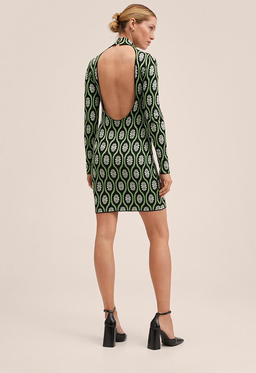 MANGO - Dress floreta - black & green 
