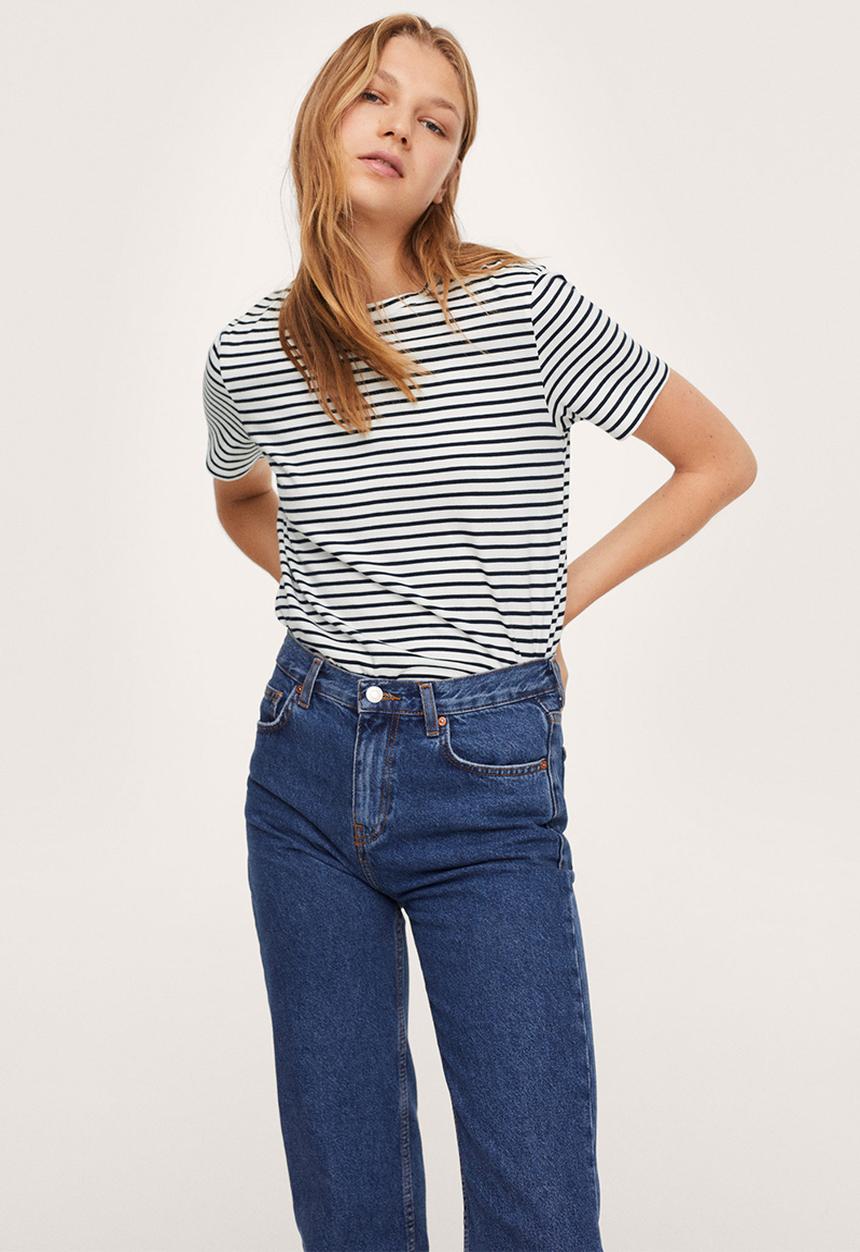 MANGO - T-shirt bellap-h - navy & white 