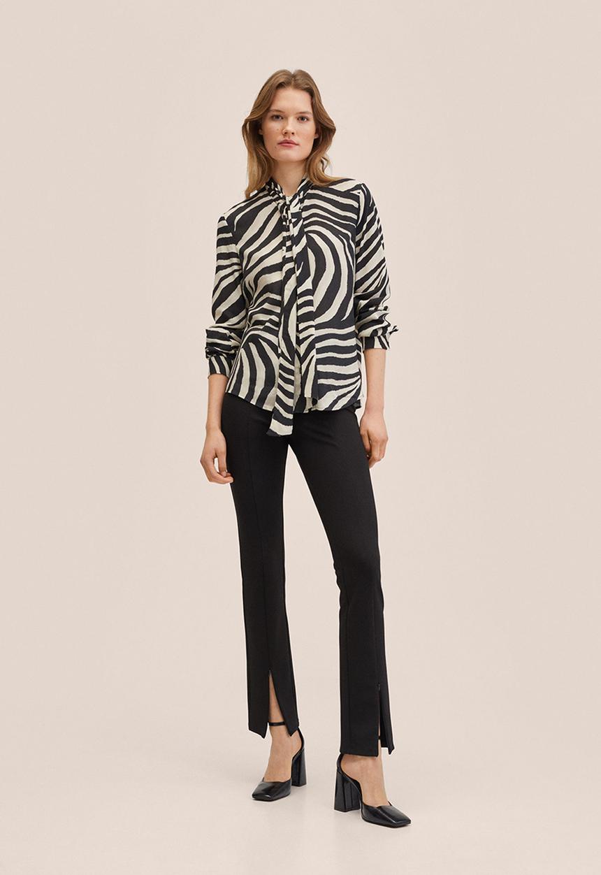 MANGO - Blouse jare - black & cream