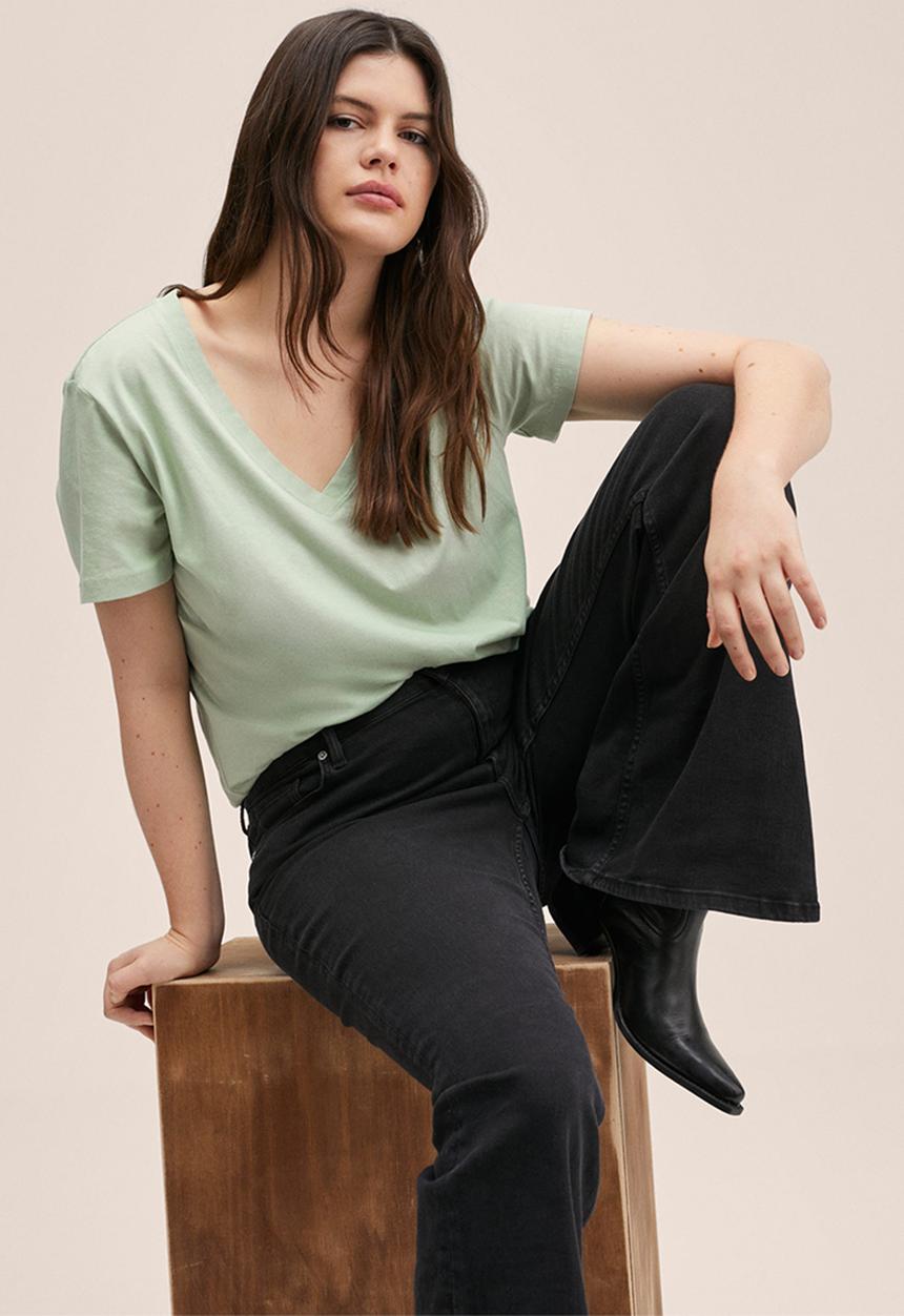MANGO - Plus t-shirt . chalapi - green 