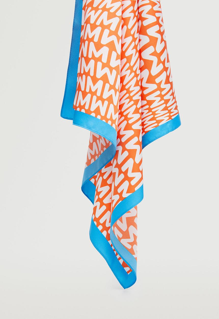 MANGO - Printed scarf with logo - orange
