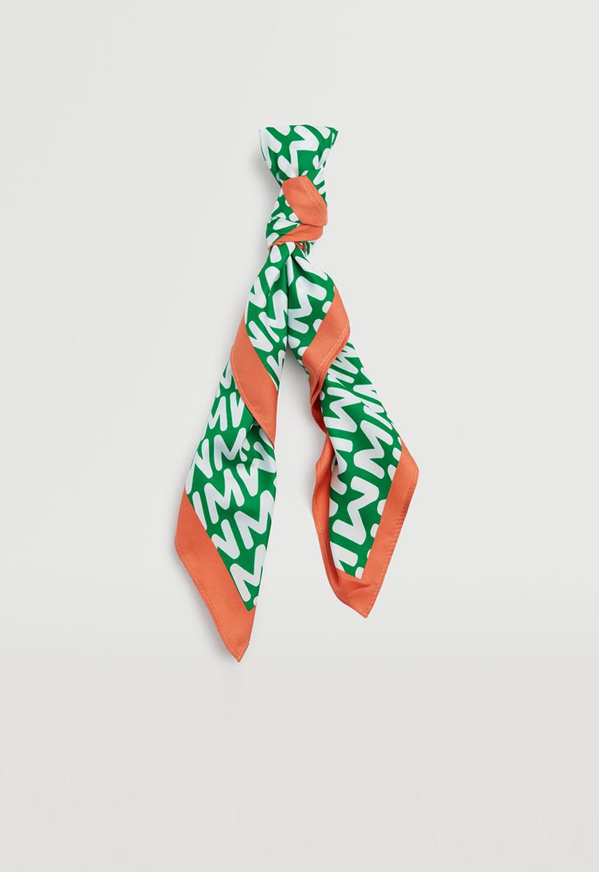 MANGO - Printed scarf with logo - green