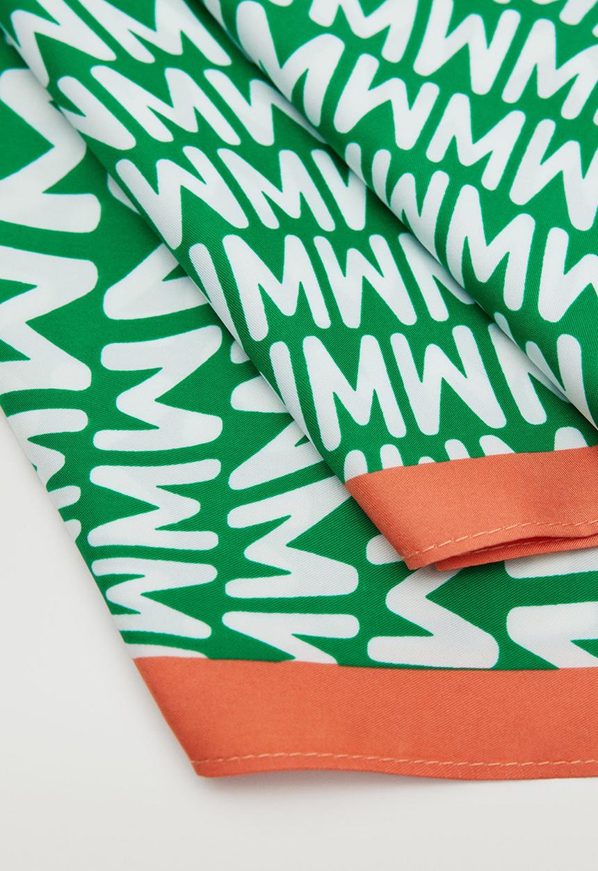 MANGO - Printed scarf with logo - green