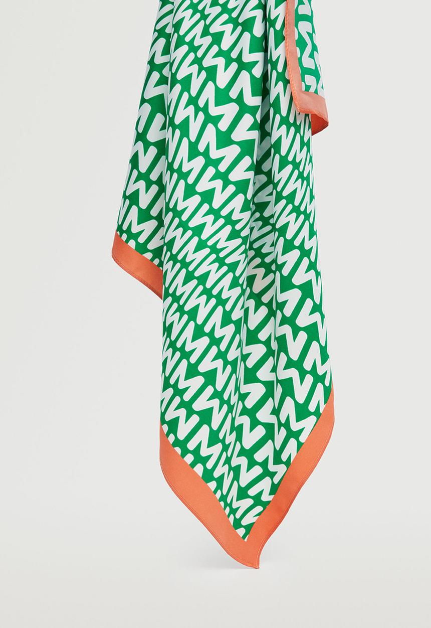 MANGO - Printed scarf with logo - green