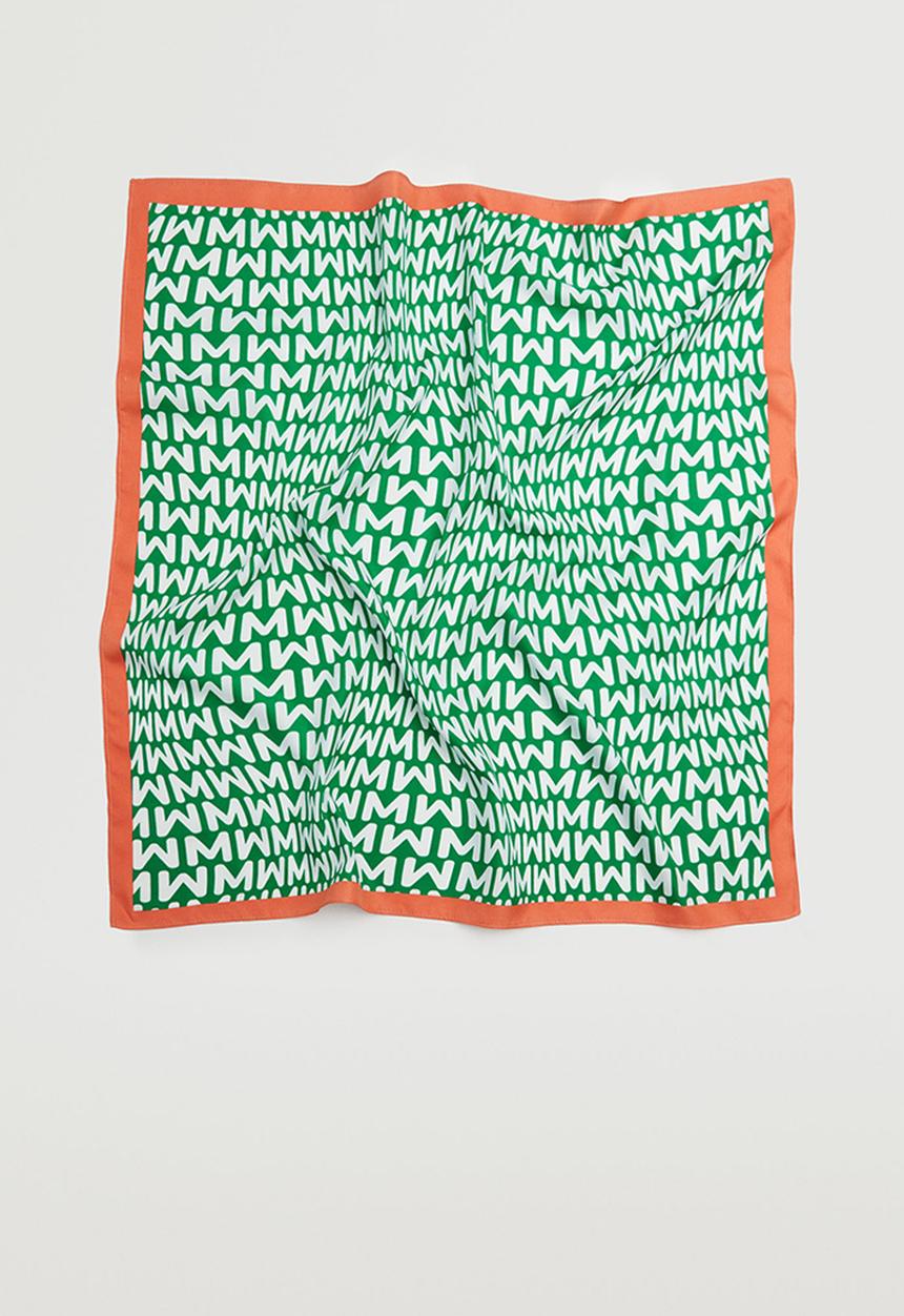 MANGO - Printed scarf with logo - green