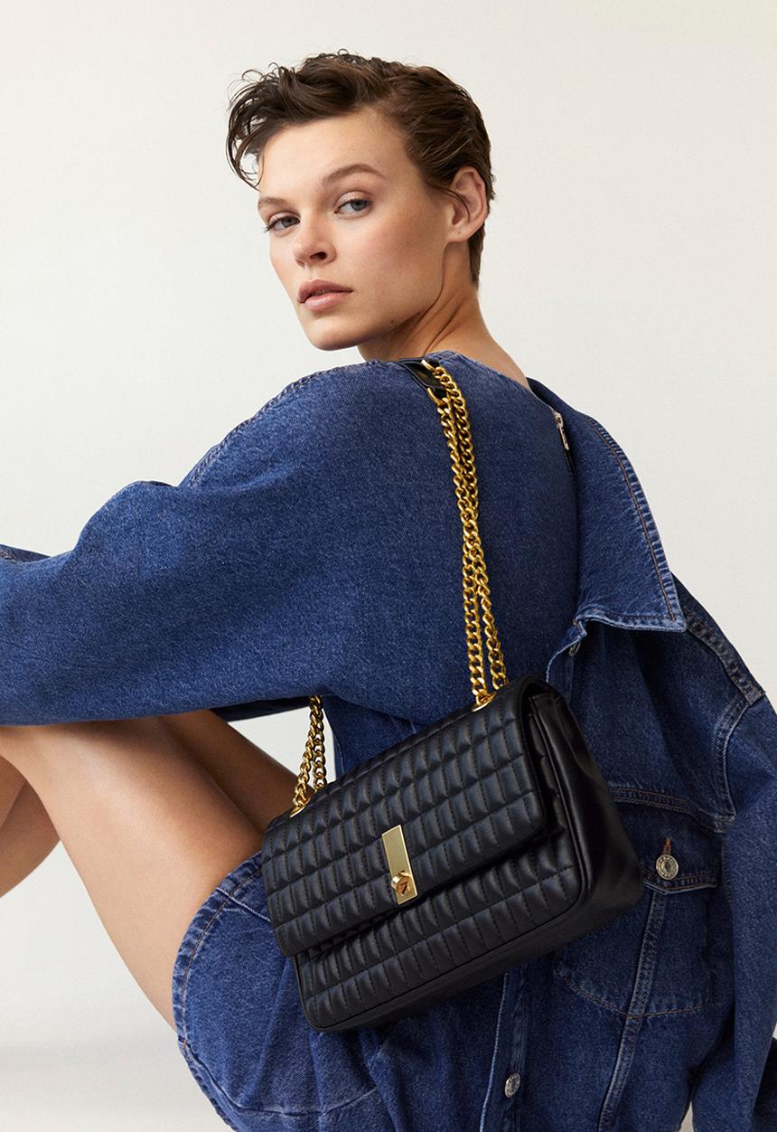 MANGO - Quilted chain bag - black