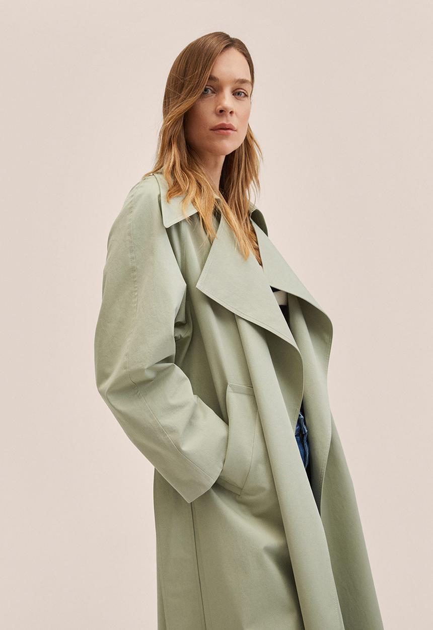 MANGO - Trench coat mint - light pastel green