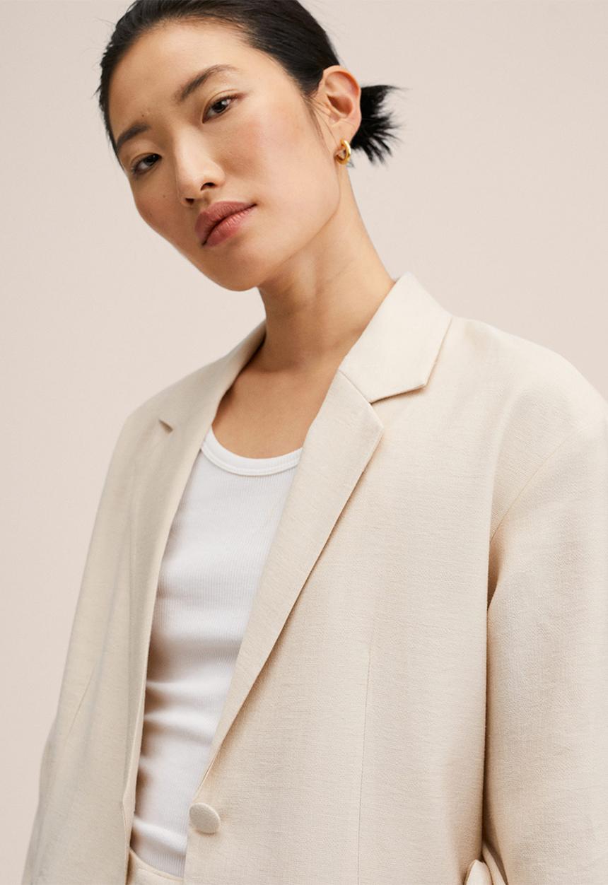 MANGO - Blazer combi-h - beige