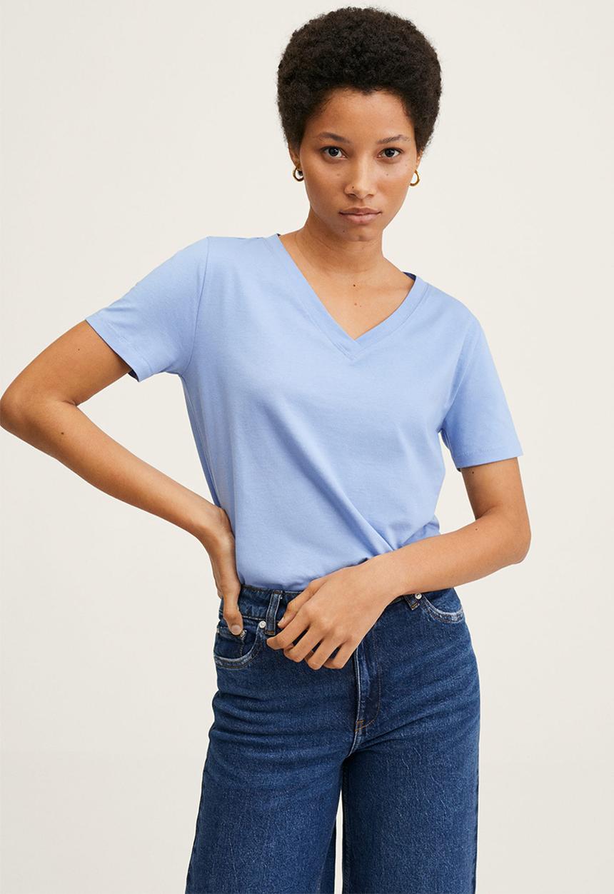 MANGO - T-shirt chalapi - light blue