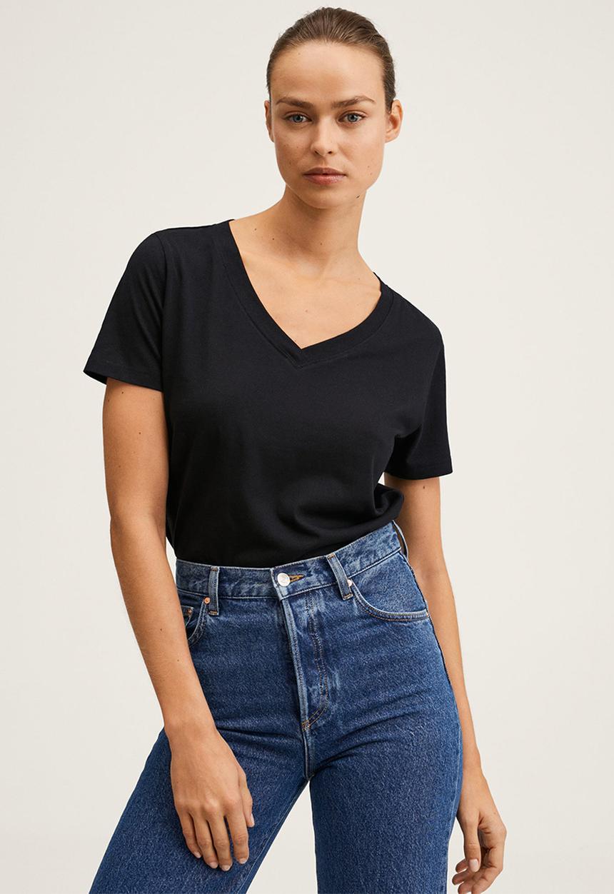 MANGO - T-shirt chalapi - black