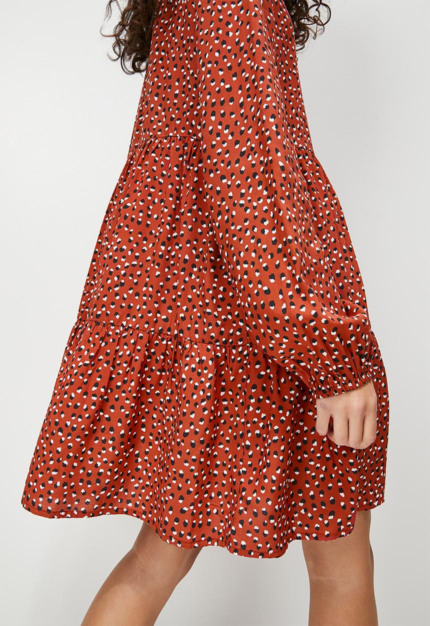 Blake - Printed tiered shirt dress - red print