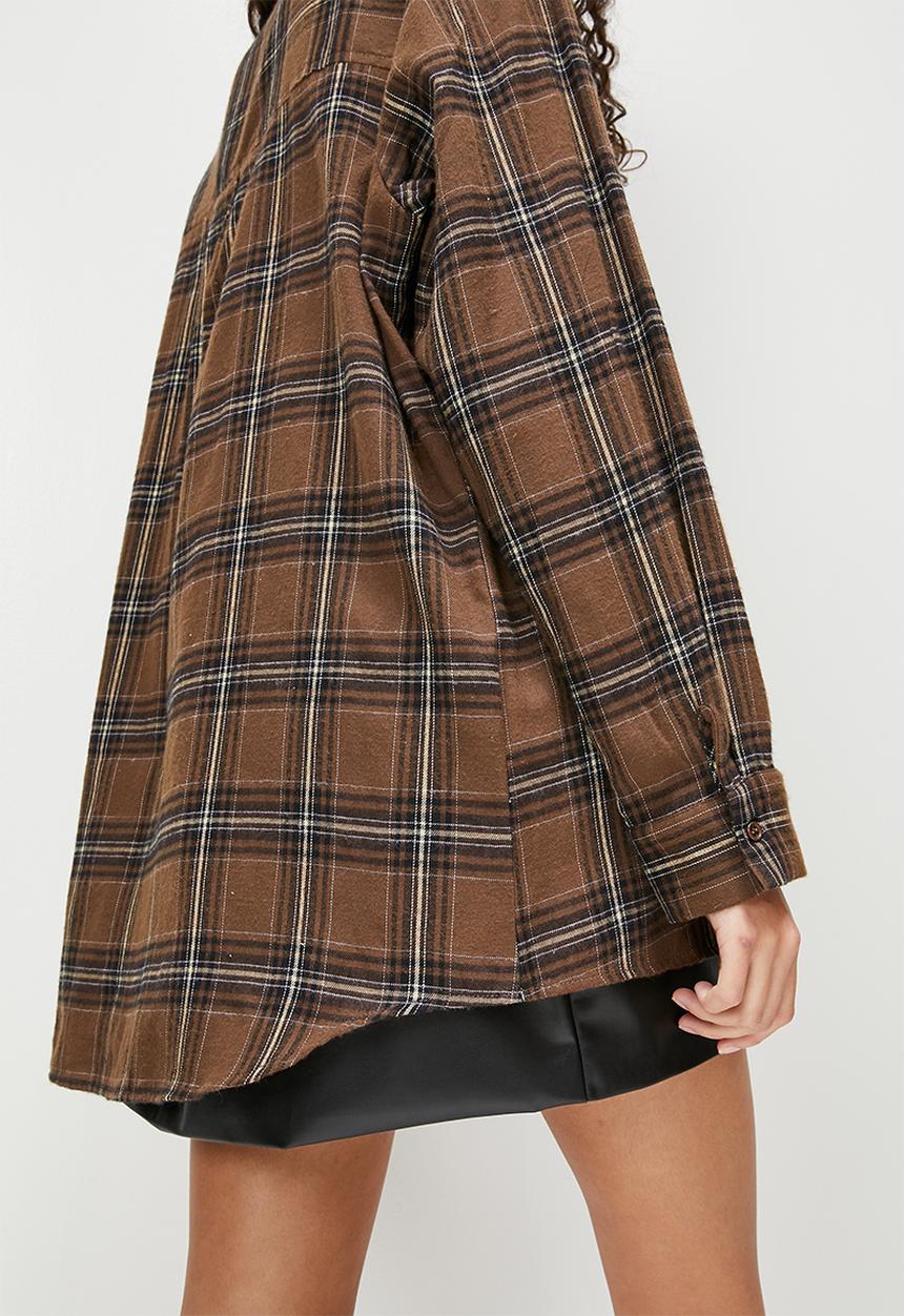 Blake - Oversized check shirt - brown check