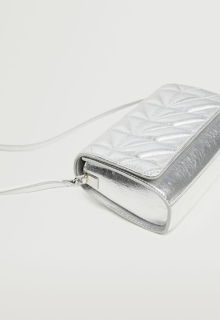 MANGO - Metallic padded bag - silver