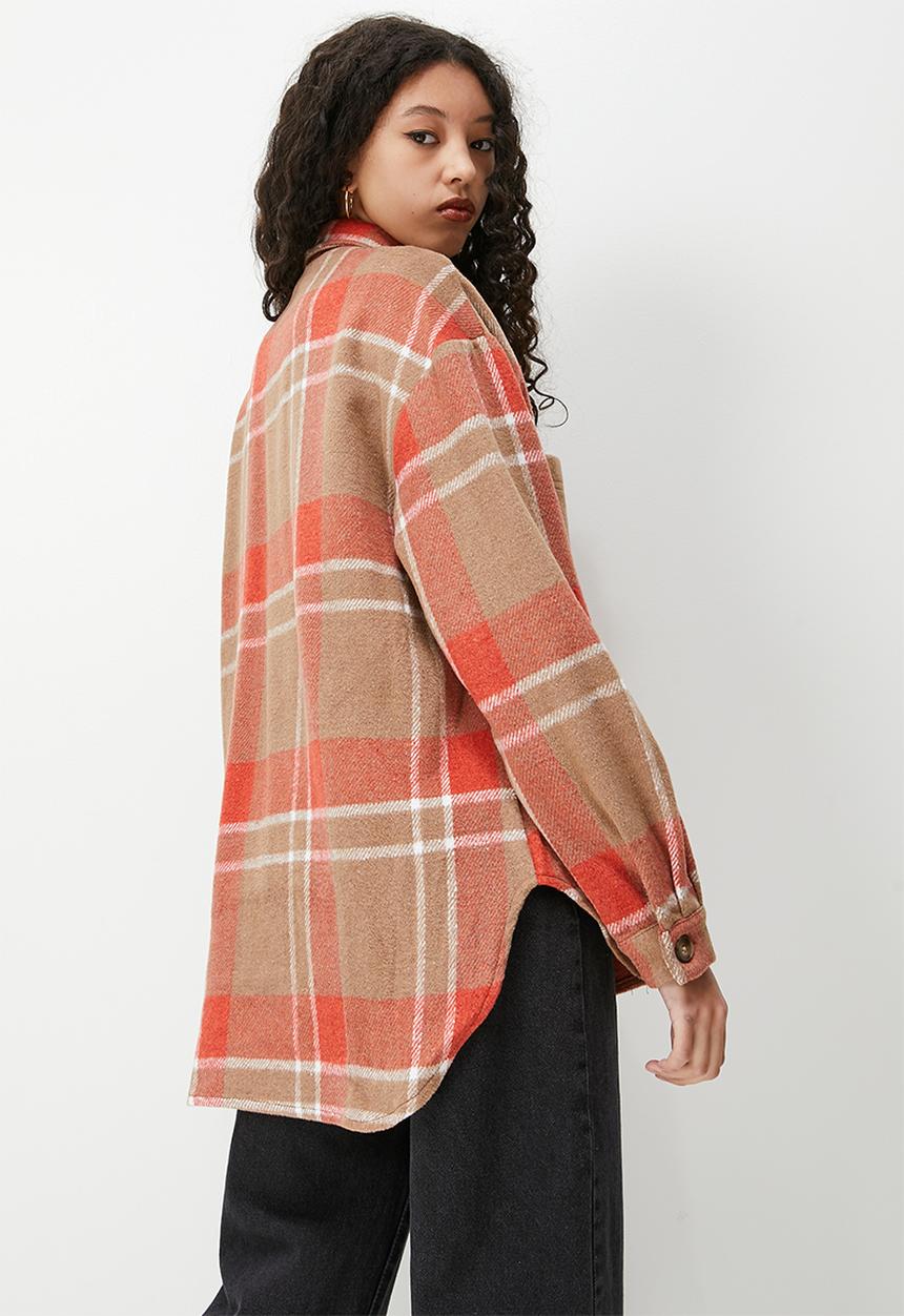 Blake - Check shacket -  rust/brown check
