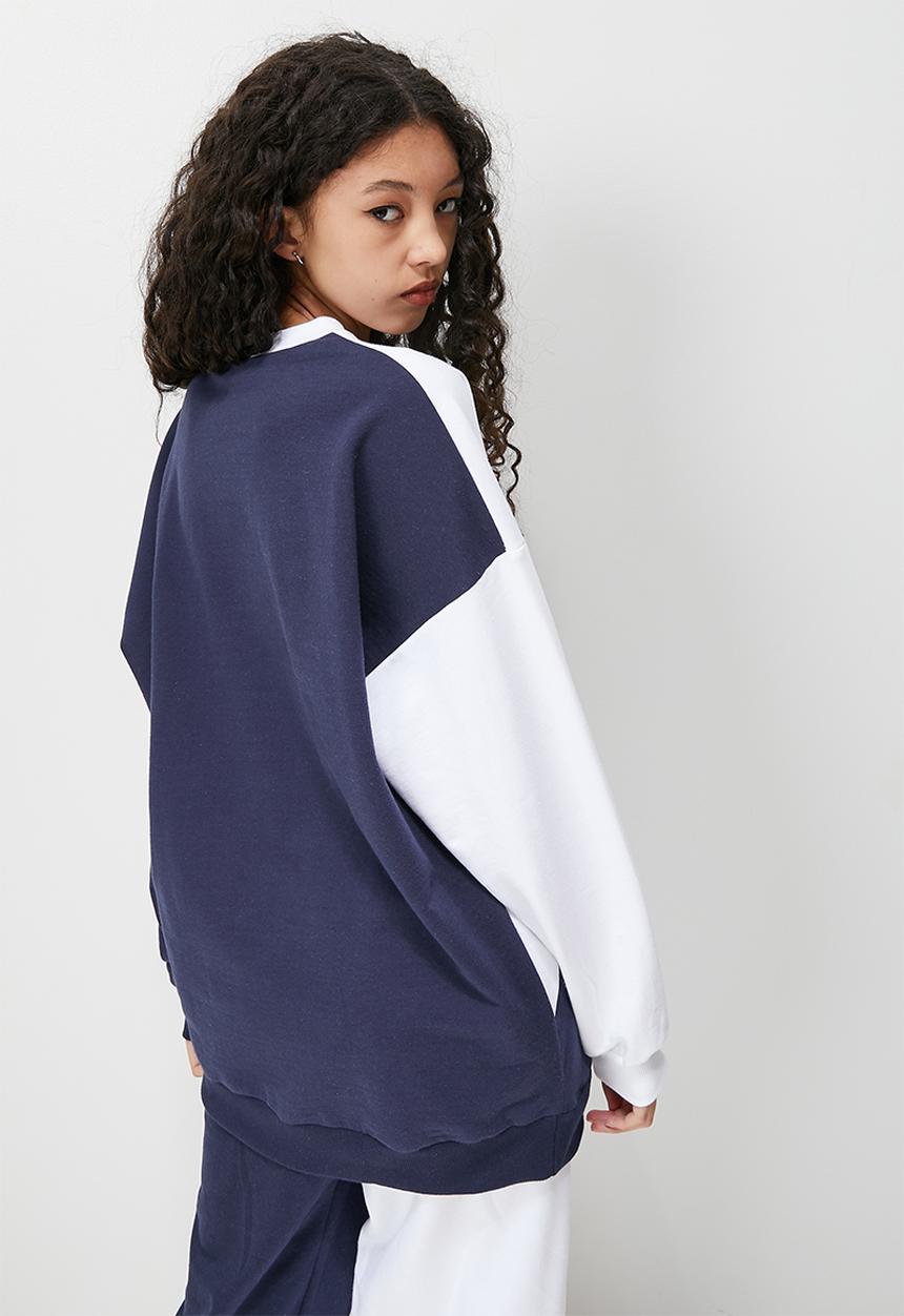 Blake - Colourblock oversize sweater - blues