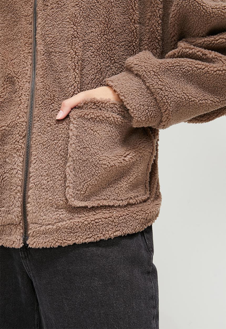 Blake - Zip thru teddy jacket - choc