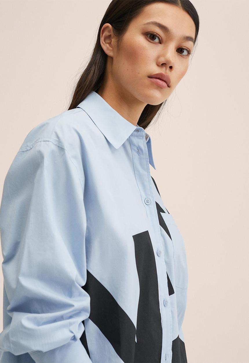 MANGO - Shirt letter - blue & black 