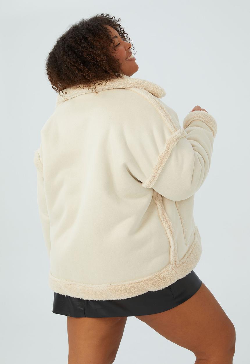 Cotton On - Curve teddy reversible jacket - stone