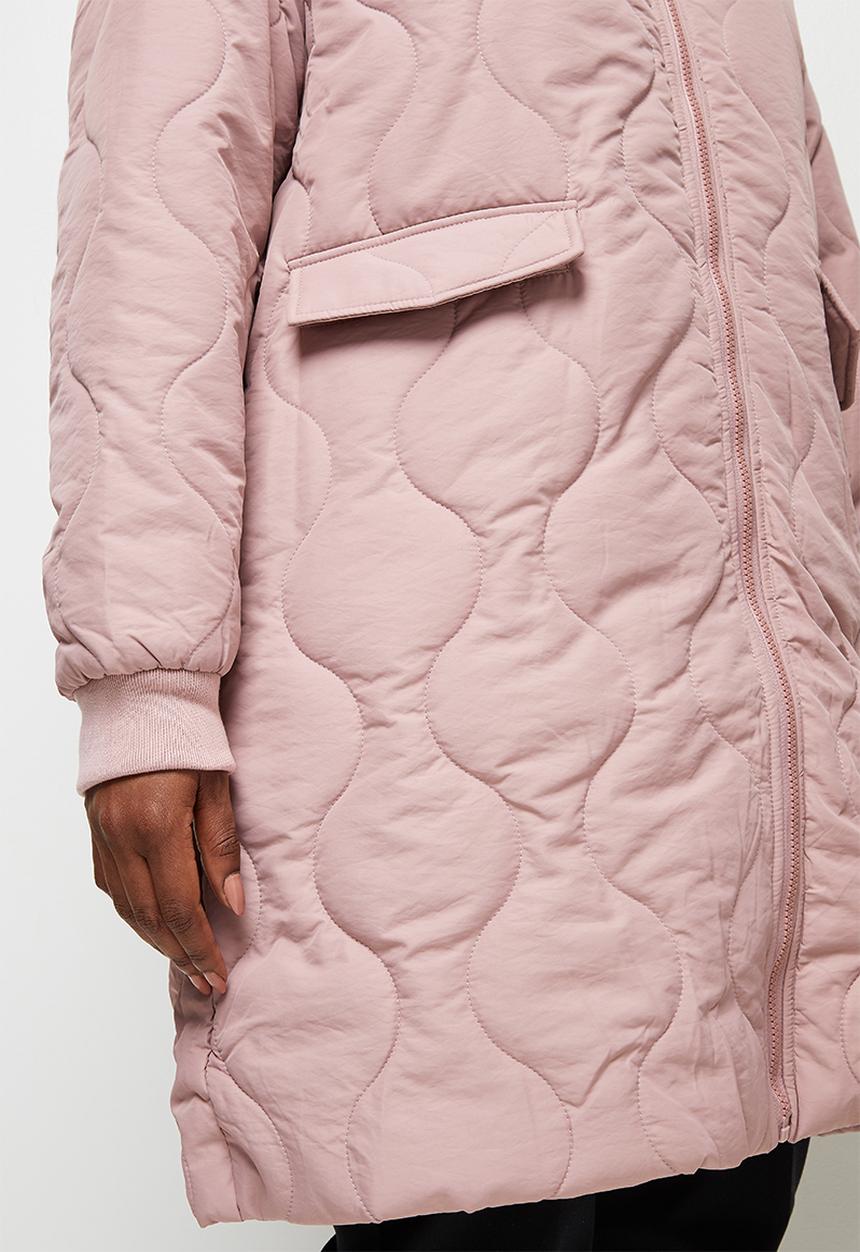 edit Plus - Diagonal quilt hooded puffer - light mauve