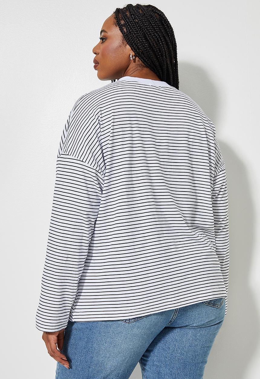 Superbalist - Striped easy fit tee - black & white stripe