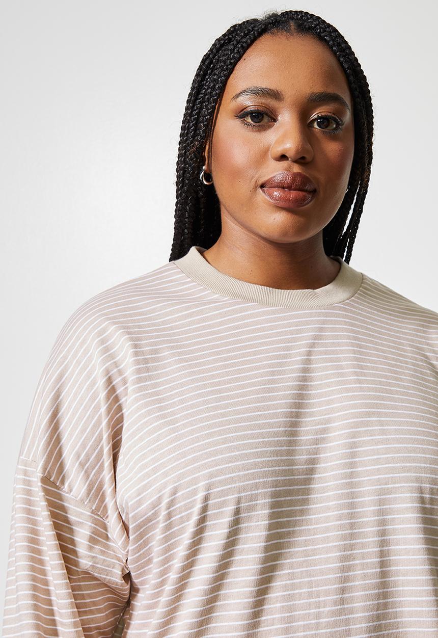 Superbalist - Striped easy fit tee - white & stone