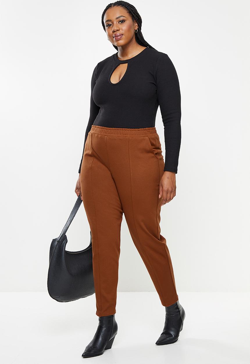Me&B - Plus ribbed long sleeve bodysuit - black