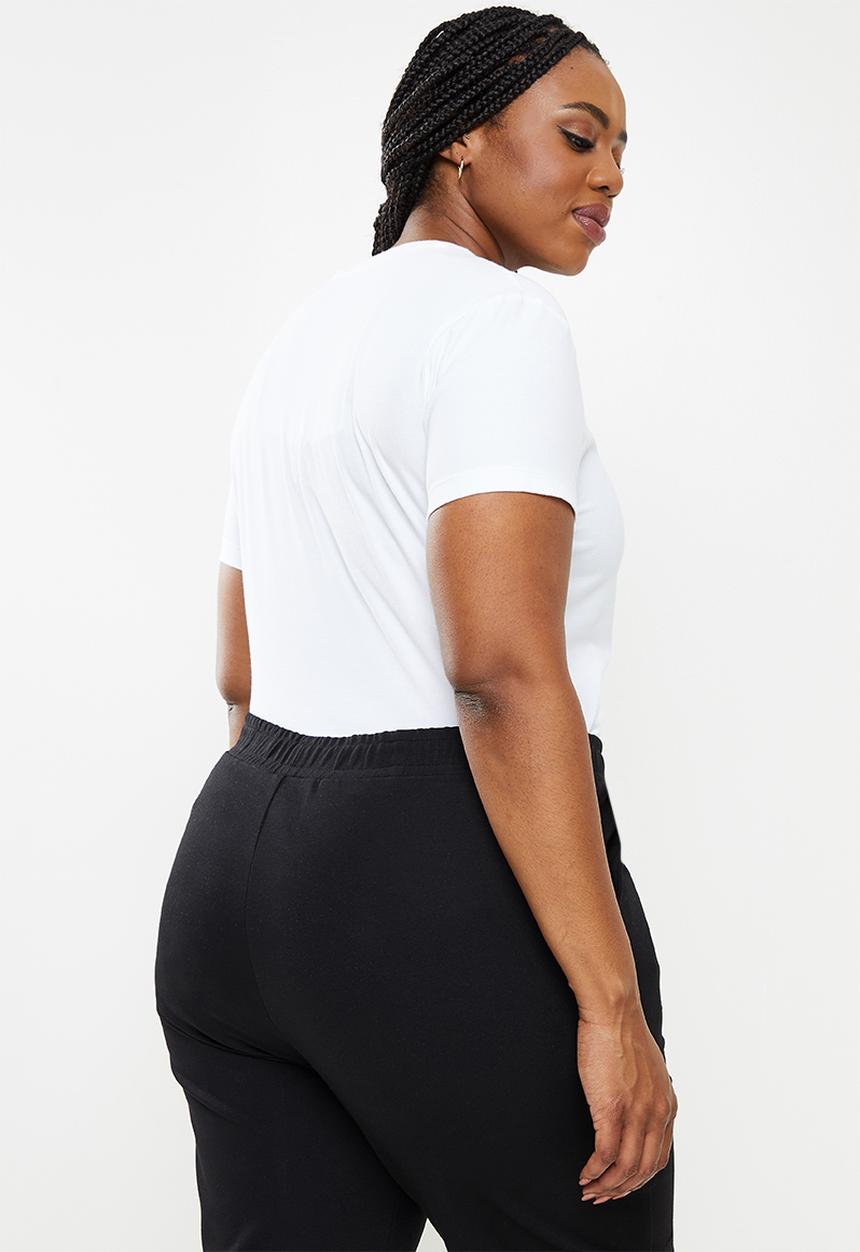 POLO - Plus wmn kelly short sleeve vneck stretch T-shirt - white
