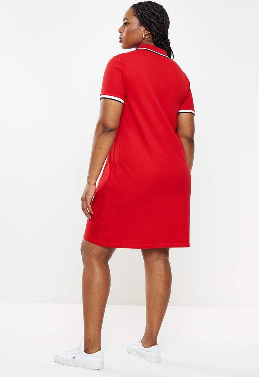 POLO - Plus wmn essential short sleeve golfer dress - red