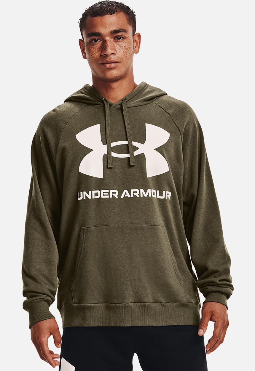 Under Armour - UA rival fleece big logo hoodie- Khaki