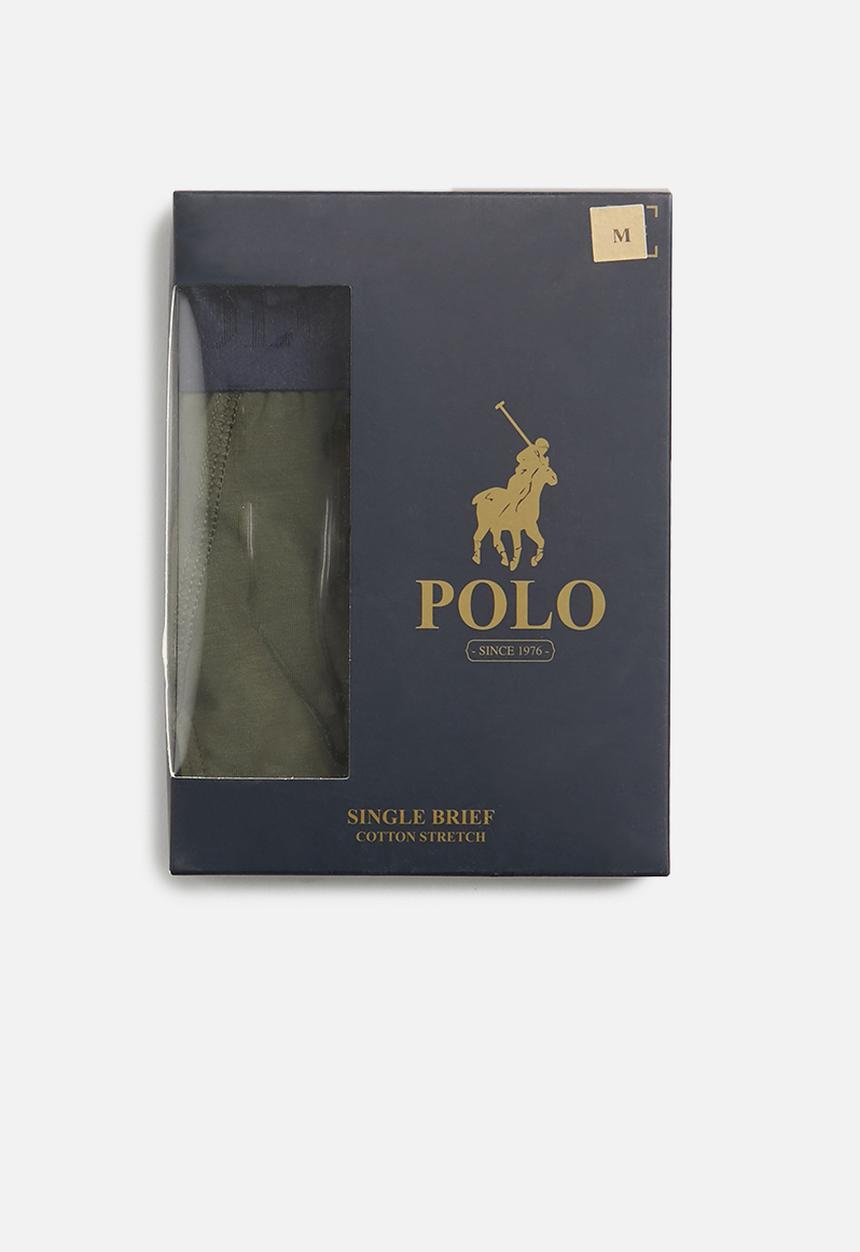 POLO - Men plain knit briefs - olive