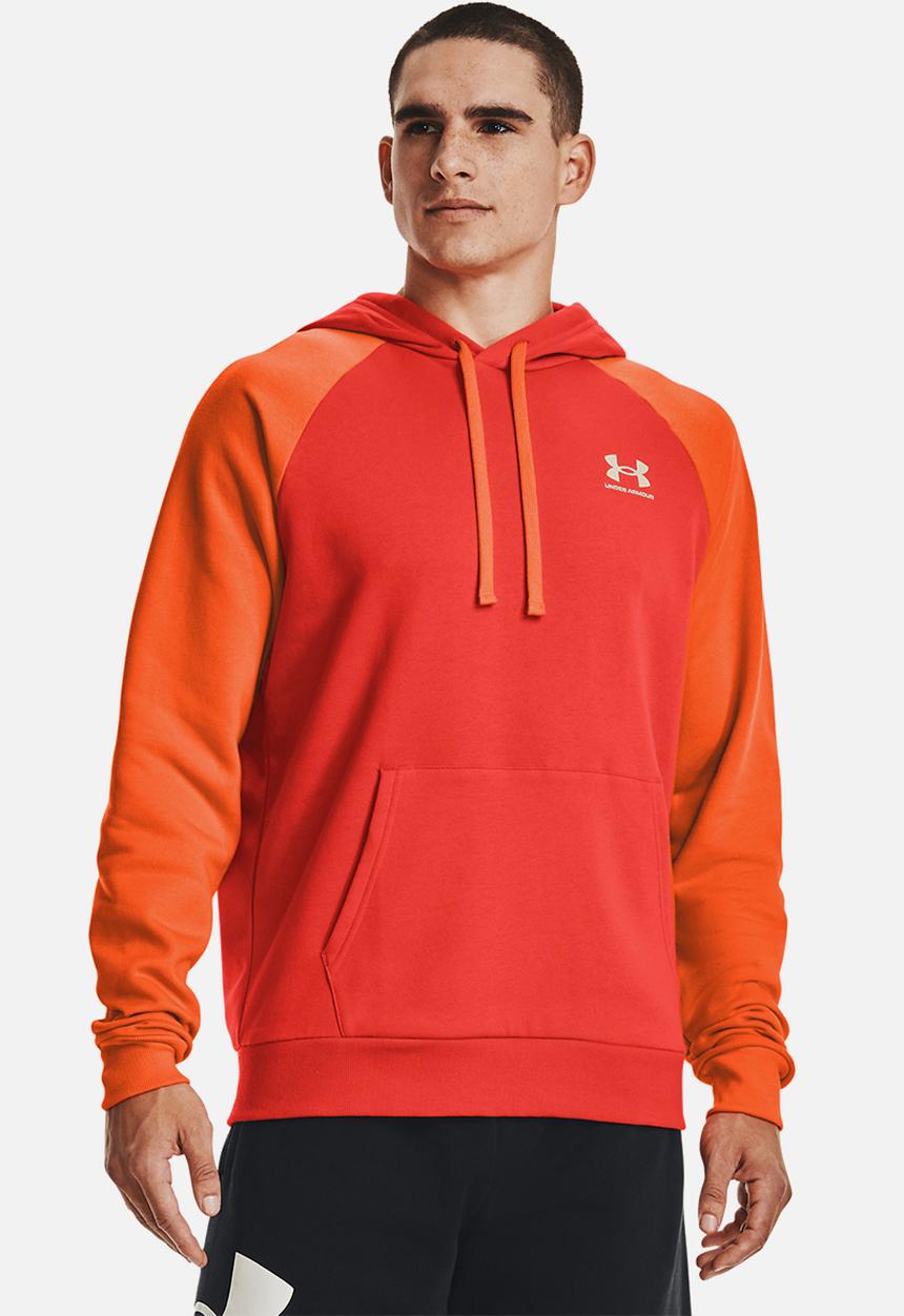 Under Armour - UA Rival Fleece Colorblock Hoodie - Red/Orange